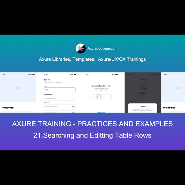 Axure Tutorial-Practices and Examples: 21.Searching and Editting Table Rows