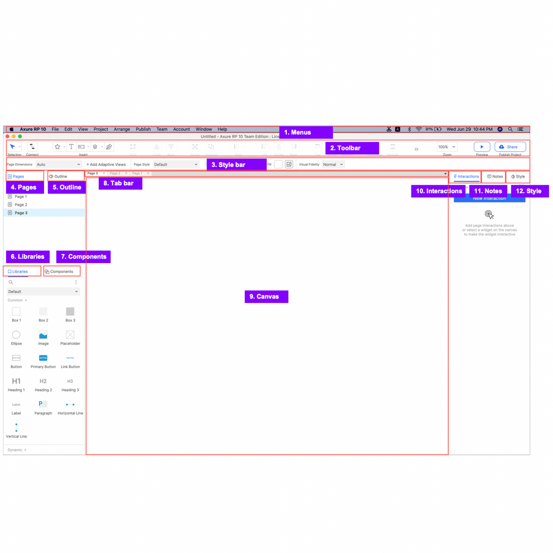 Axure Tutorial: Basic Axure RP UI Environment Settings