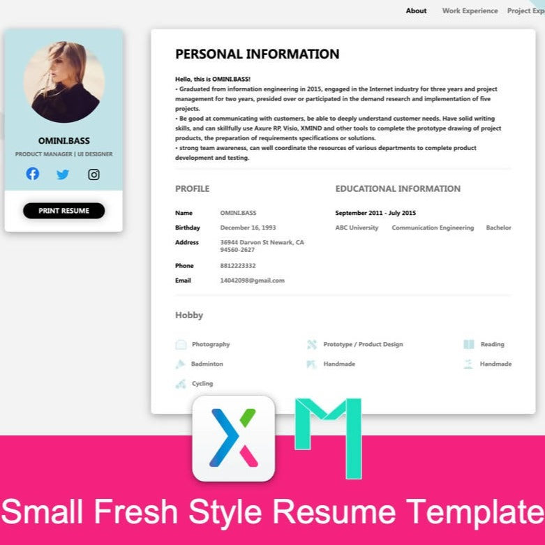 Small Fresh Style Resume Template