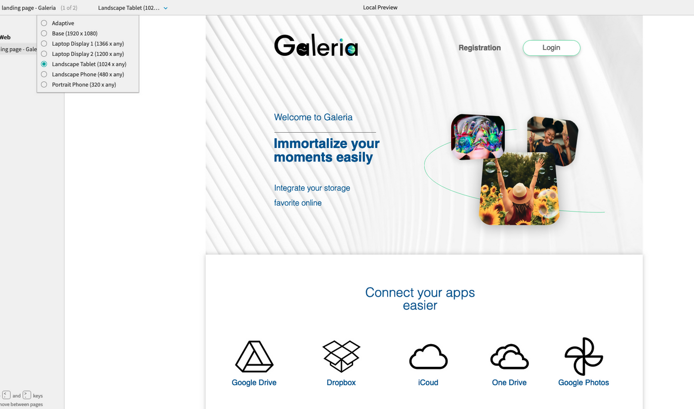 Responsive Landing Page App - Galeria